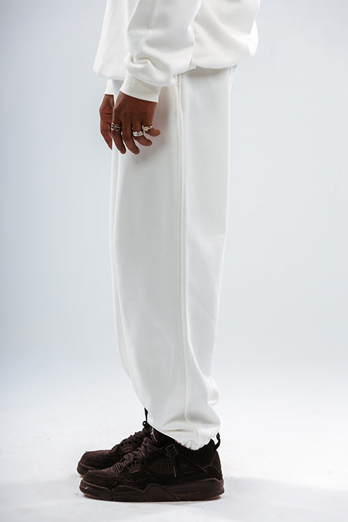 Loose Drawstring Sweatpants-White