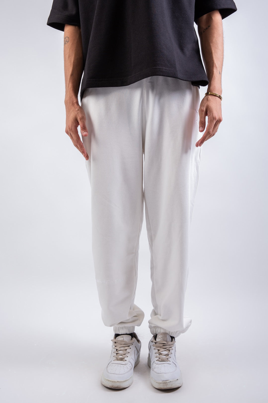 Loose Drawstring Sweatpants-White