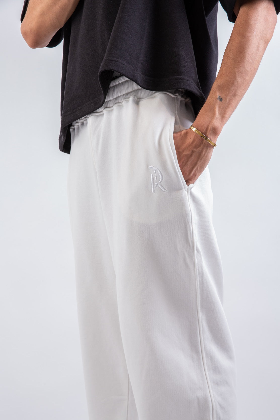 Loose Drawstring Sweatpants-White