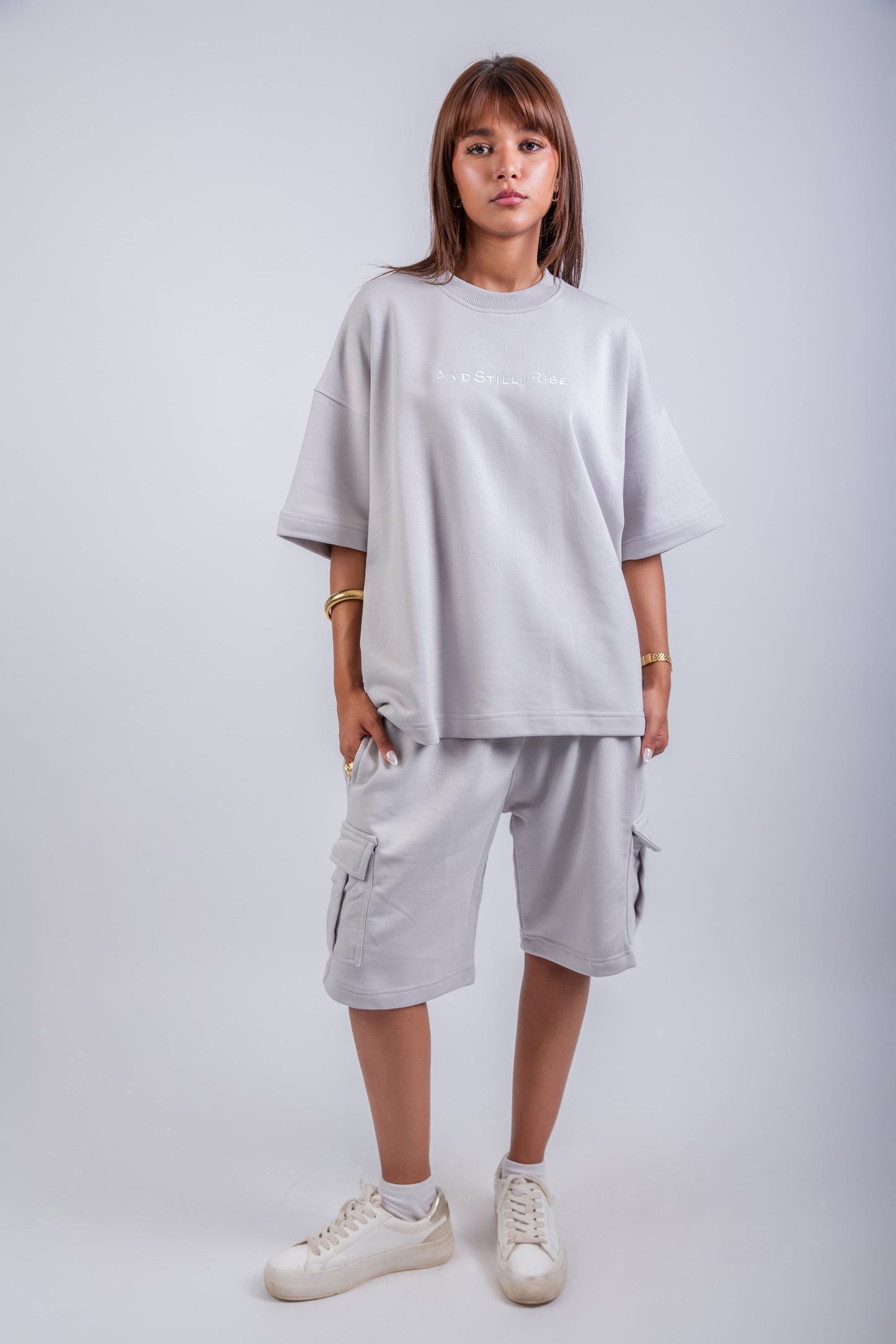 Limited Edition Short & Short Sleeve T-shirt Silver Set