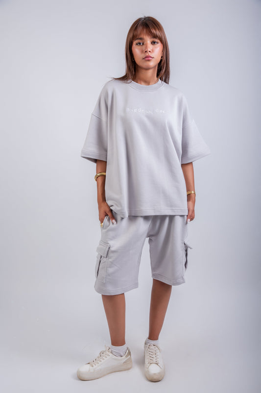 Limited Edition Short & Short Sleeve T-shirt Silver Set